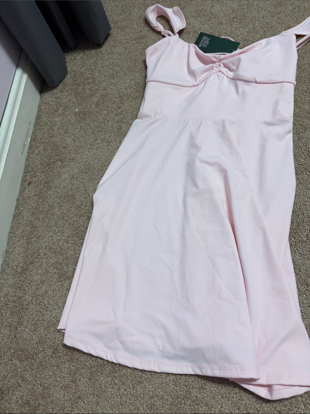 Pink Flutter Straps Skater Dress